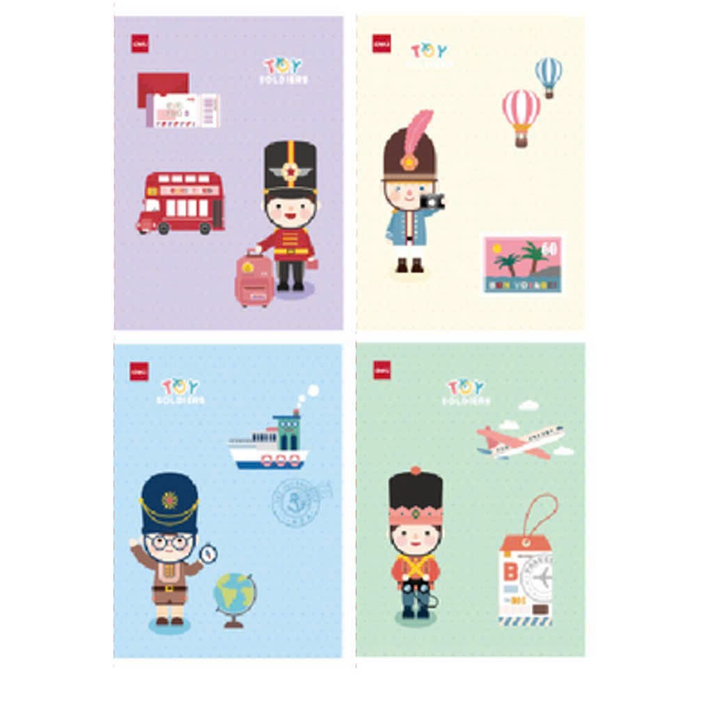 Tập HS Deli A96-BTF Toy soliders/ Animal 96tr 100gsm 4 ô ly (5/10/100)