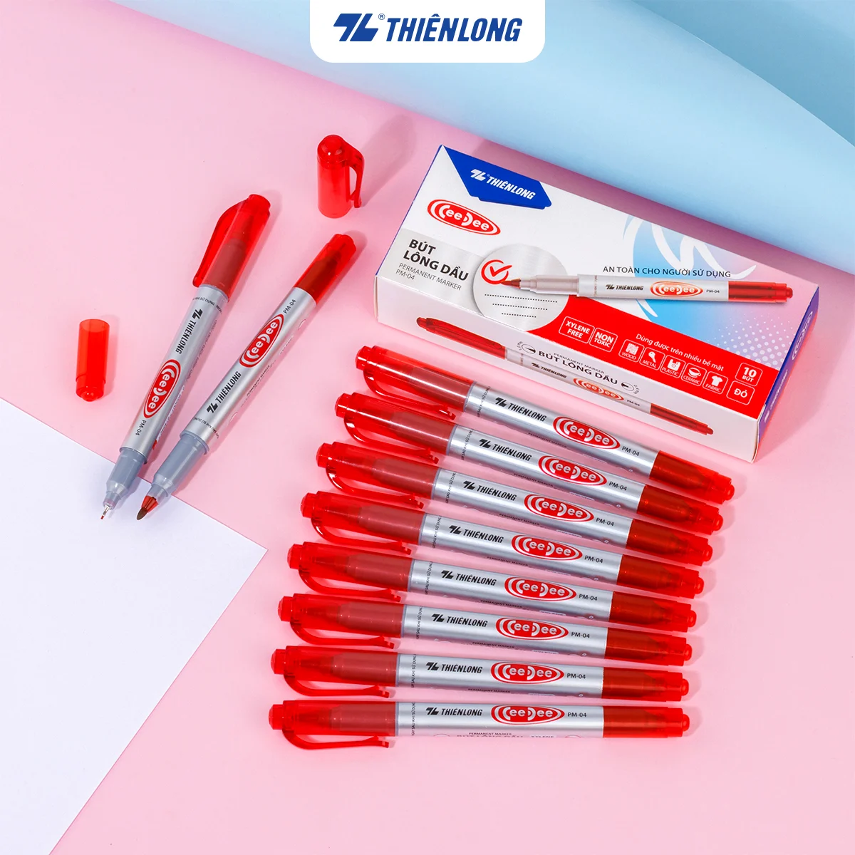 Bút lông dầu Thiên Long PM-04 CD 2 đầu (10/720)