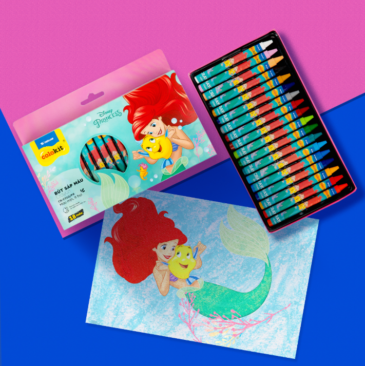 Sáp màu Thiên Long Colokit CR-C010/PR 18 màu Công chúa Ariel Disney