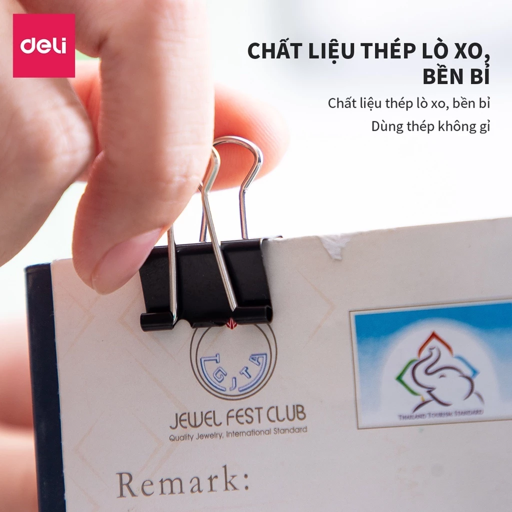 Kẹp bướm đen Deli Z61-51mm/ Z62-41mm/ Z63-32mm/ Z64-25mm/ Z65-19mm/ Z66-15mm (12)