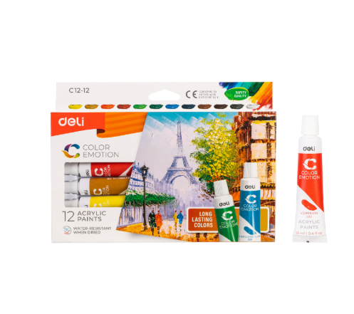 Màu nước acrylic dạng tuýp Deli C12 12ml
