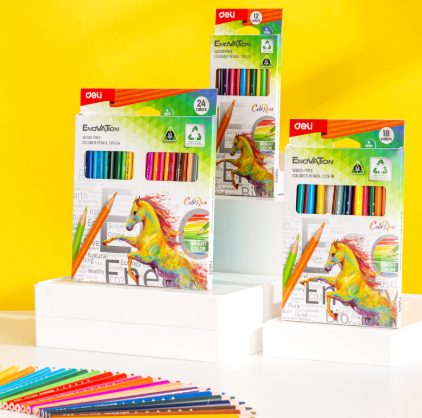 Bút chì màu vỏ nhựa Deli C113 12 màu/ 24 màu