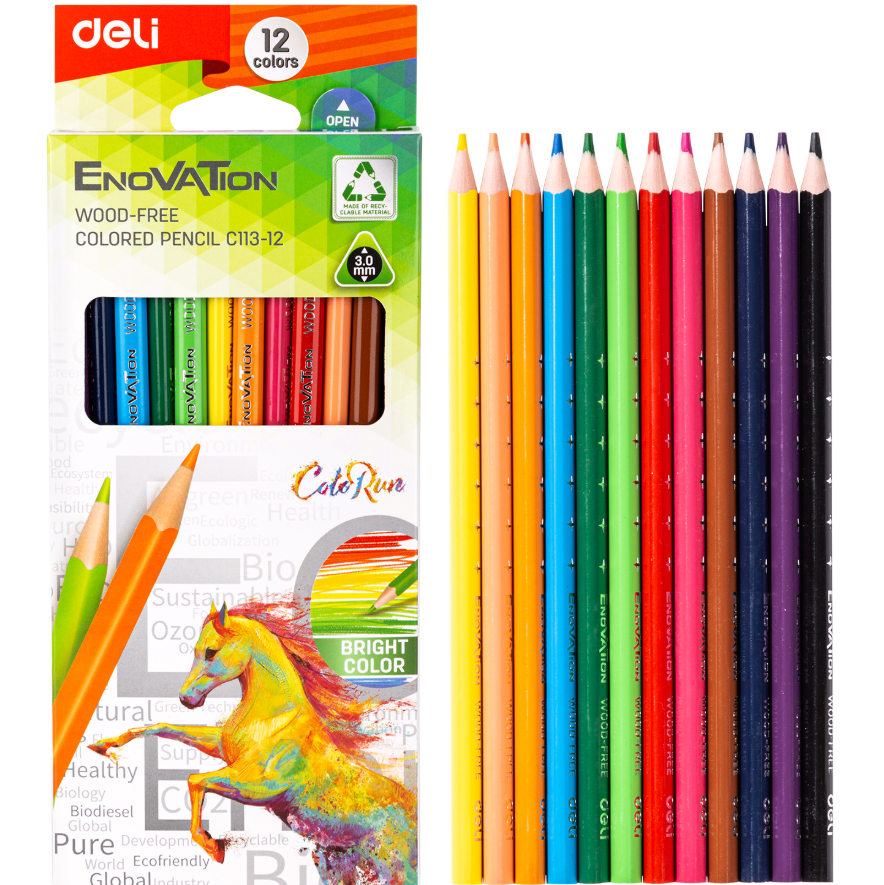 Bút chì màu vỏ nhựa Deli C113 12 màu/ 24 màu