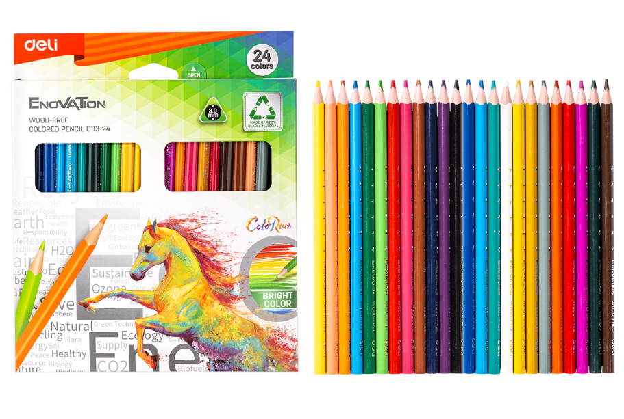 Bút chì màu vỏ nhựa Deli C113 12 màu/ 24 màu