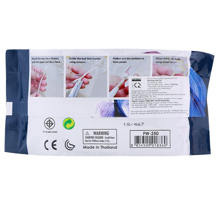 Đất nặn làm hoa Nara FW-250 250g - Trắng
