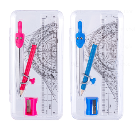 Bộ dụng cụ học sinh hộp nhựa thuớc, compa Deli H600 (12)