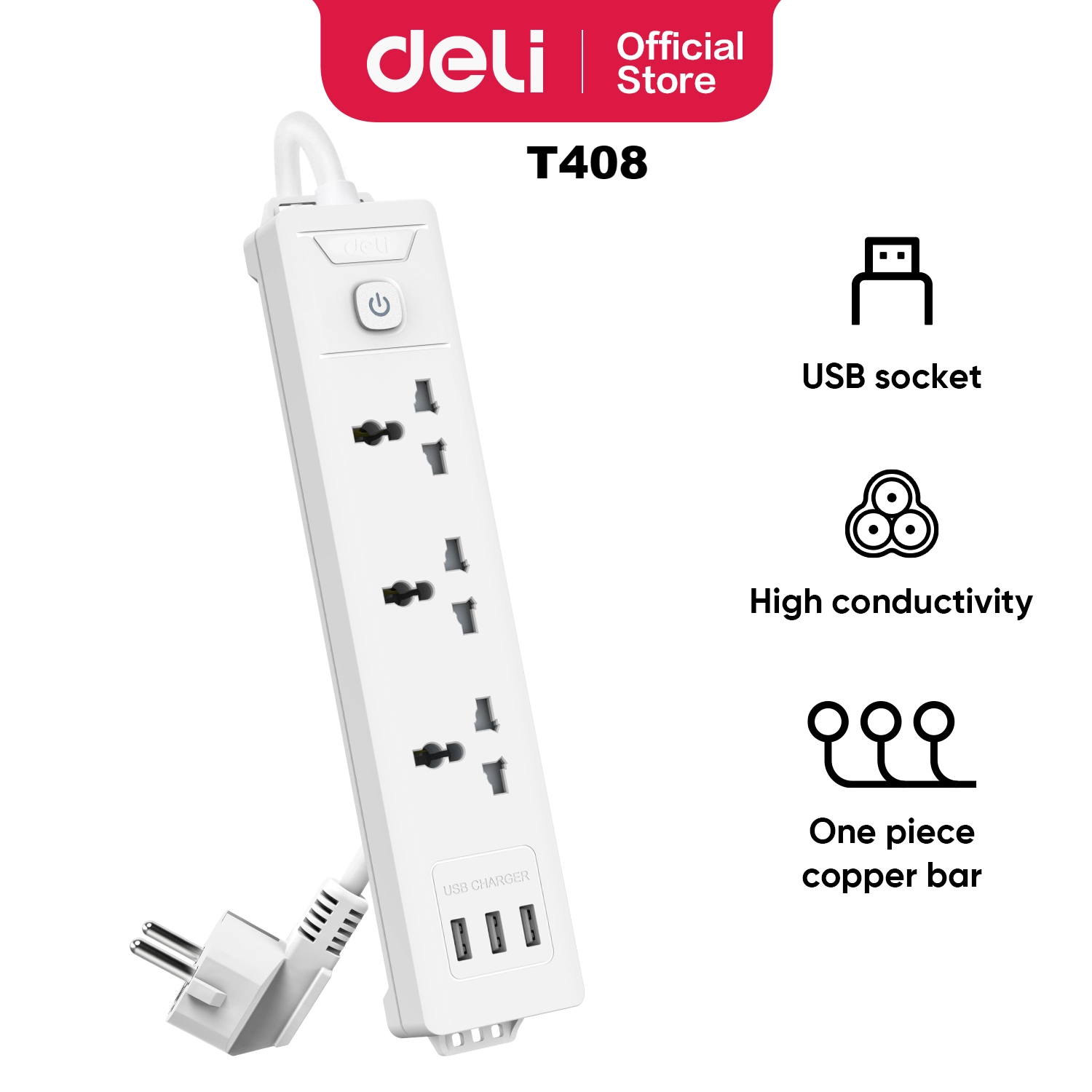 Ổ cắm điện Deli