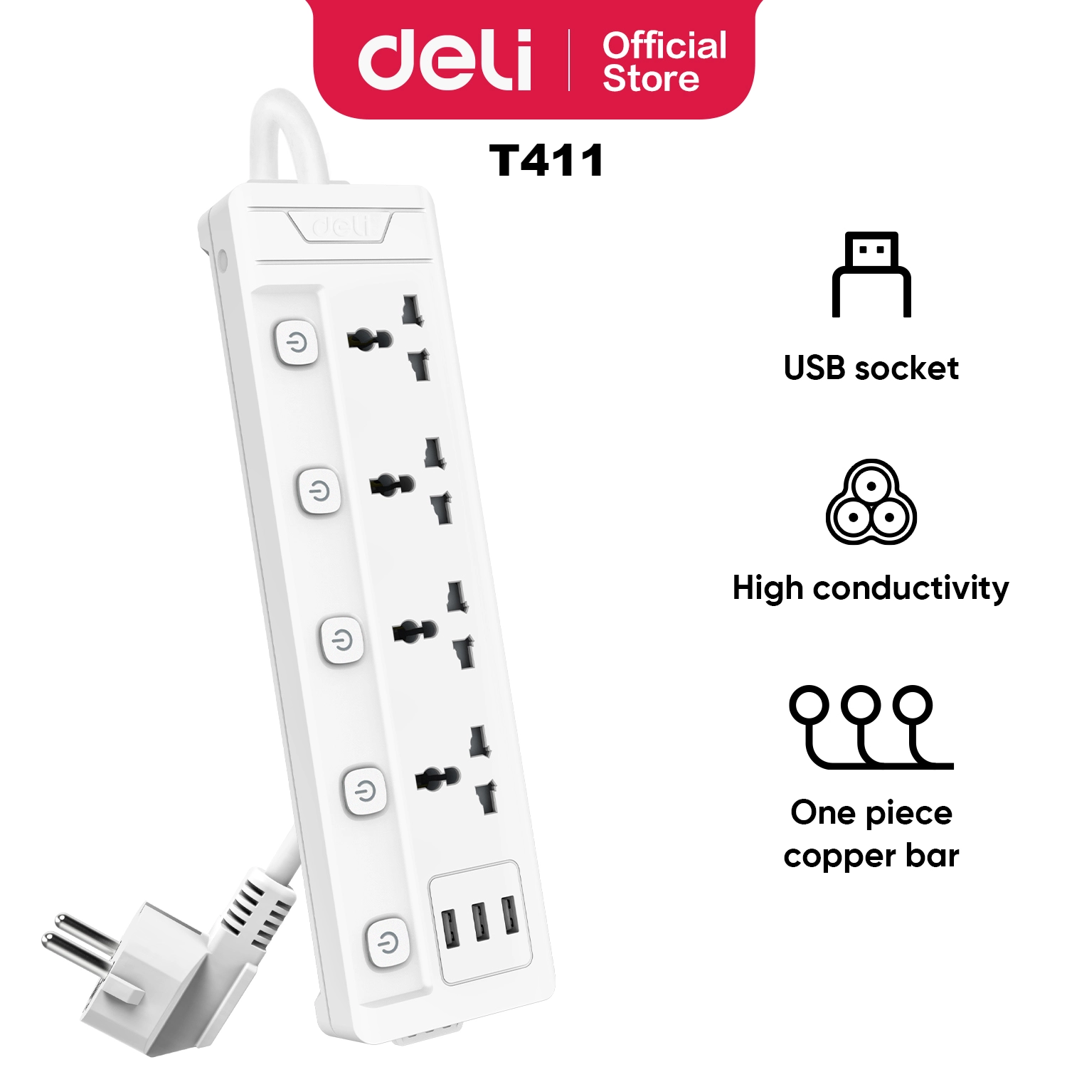 Ổ cắm điện Deli