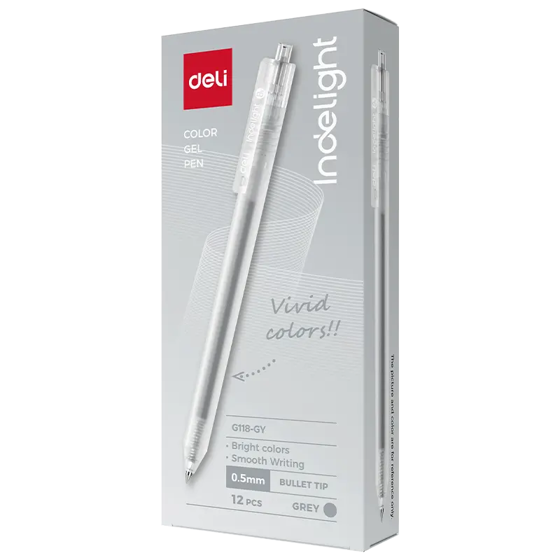 Bút gel bấm nhiều màu Indelight Deli G118 0.5mm (12)