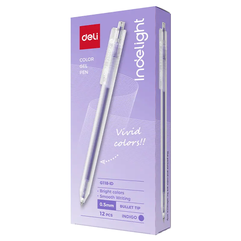 Bút gel bấm nhiều màu Indelight Deli G118 0.5mm (12)