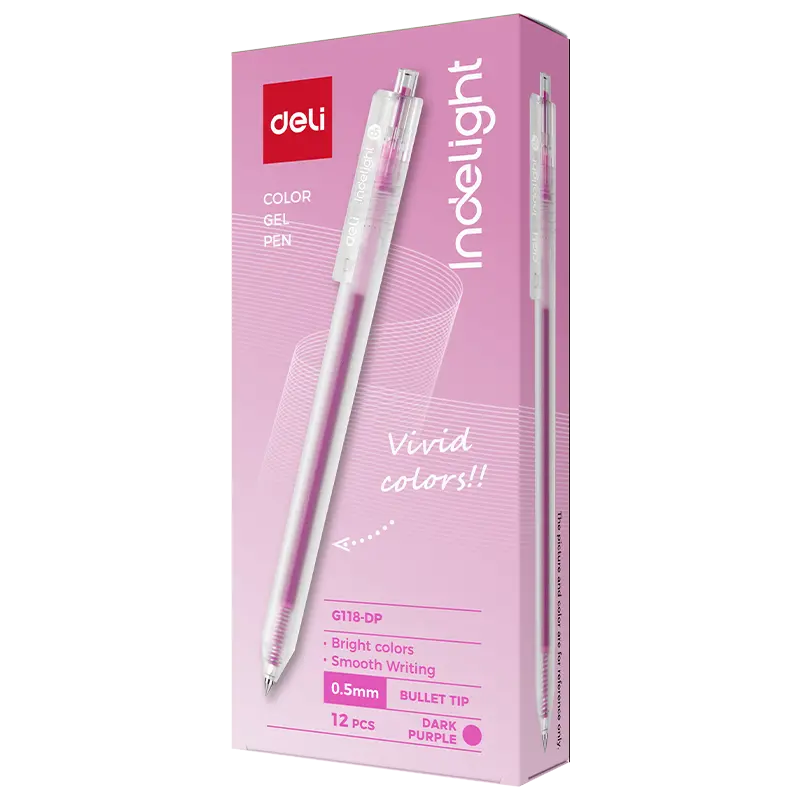 Bút gel bấm nhiều màu Indelight Deli G118 0.5mm (12)