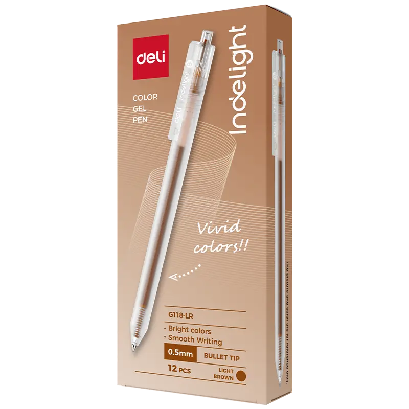 Bút gel bấm nhiều màu Indelight Deli G118 0.5mm (12)