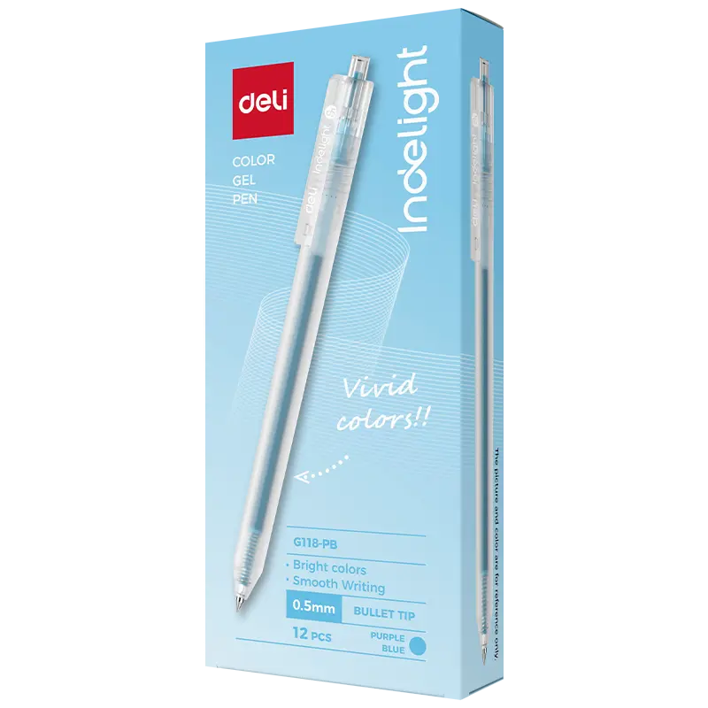 Bút gel bấm nhiều màu Indelight Deli G118 0.5mm (12)