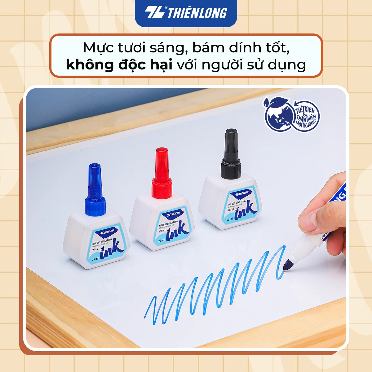 Mực bút lông bảng Thiên Long WBI-01 (6/144)