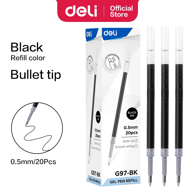 Ruột bút gel bấm Deli G97 0.5mm (20)