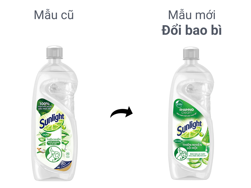 Nước rửa chén Sunlight thiên nhiên muối khoáng & lô hội 400g (24 chai / thùng)