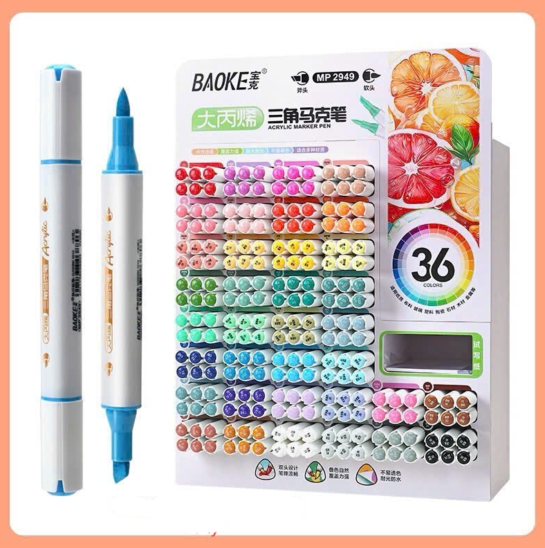 Bút lông màu Acrylic maker Baoke MP2949 2 đầu Vuông + Brush (6)