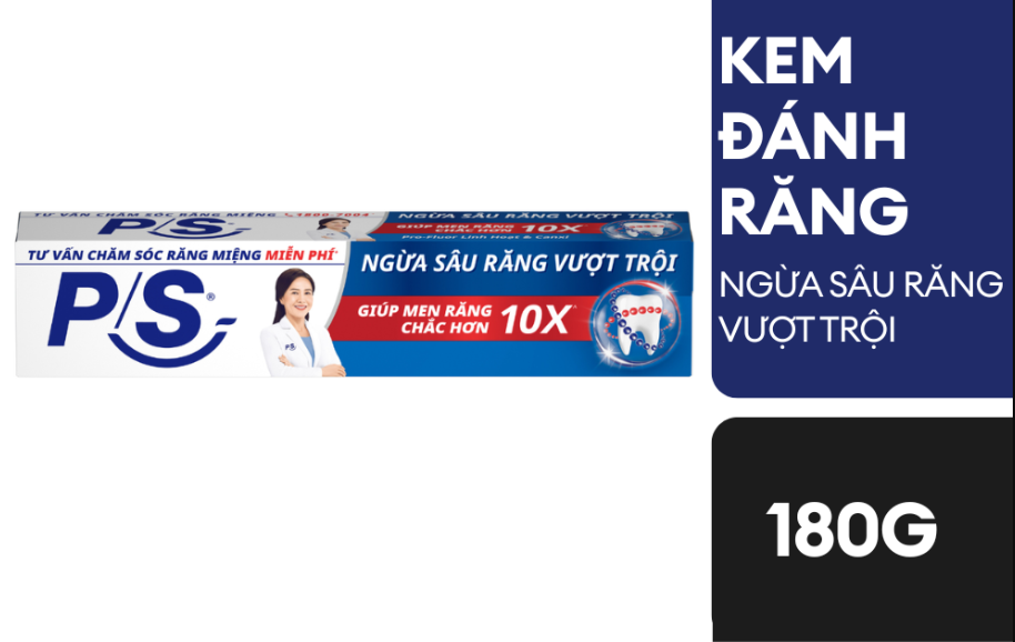 Kem đánh răng P/S ngừa sâu răng vượt trội 180g