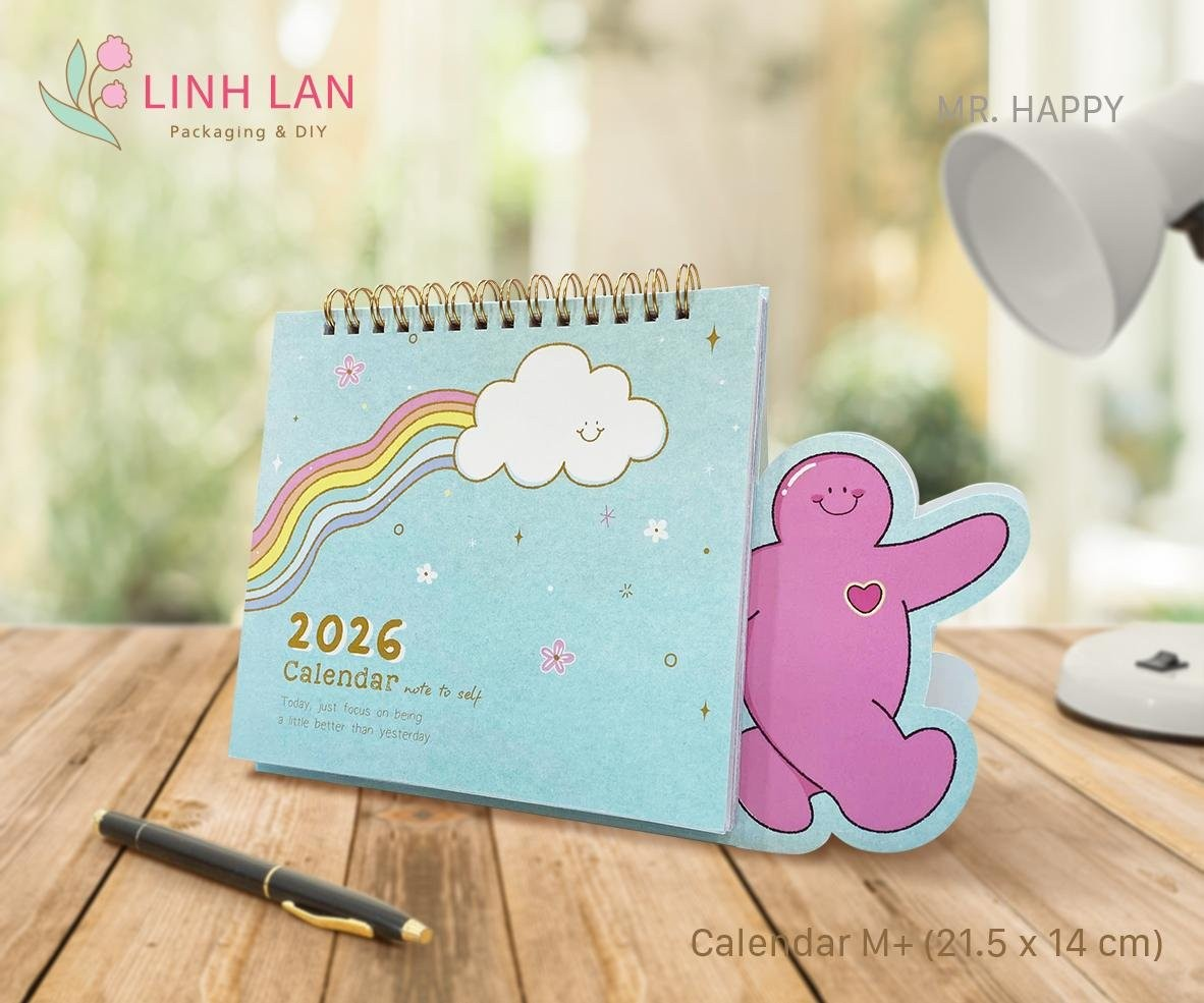 Lịch để bàn Linh Lan Décor 2026 lò xo chữ A - size M+ (21.5x14cm) (1 mẫu)