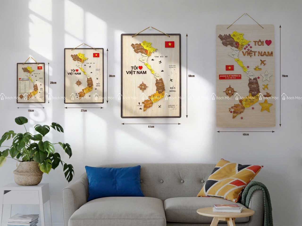 Bản đồ gỗ Việt Nam - 20x30cm/ 30x40cm/ 40x60cm