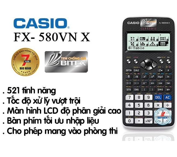 Máy tính Casio Fx-580VN X + Bộ dụng cụ học tập 59k