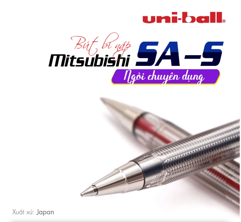 Bút bi Uniball SA-S 0.7mm có nắp (chính hãng) - mực  xanh/ đỏ/ đen (12/144)