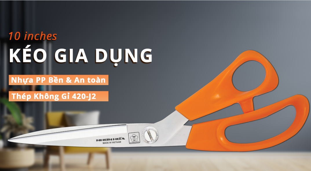 Kéo lớn 25cm Nhơn Hòa cán vàng Nguyễn Đình NHK-10ID