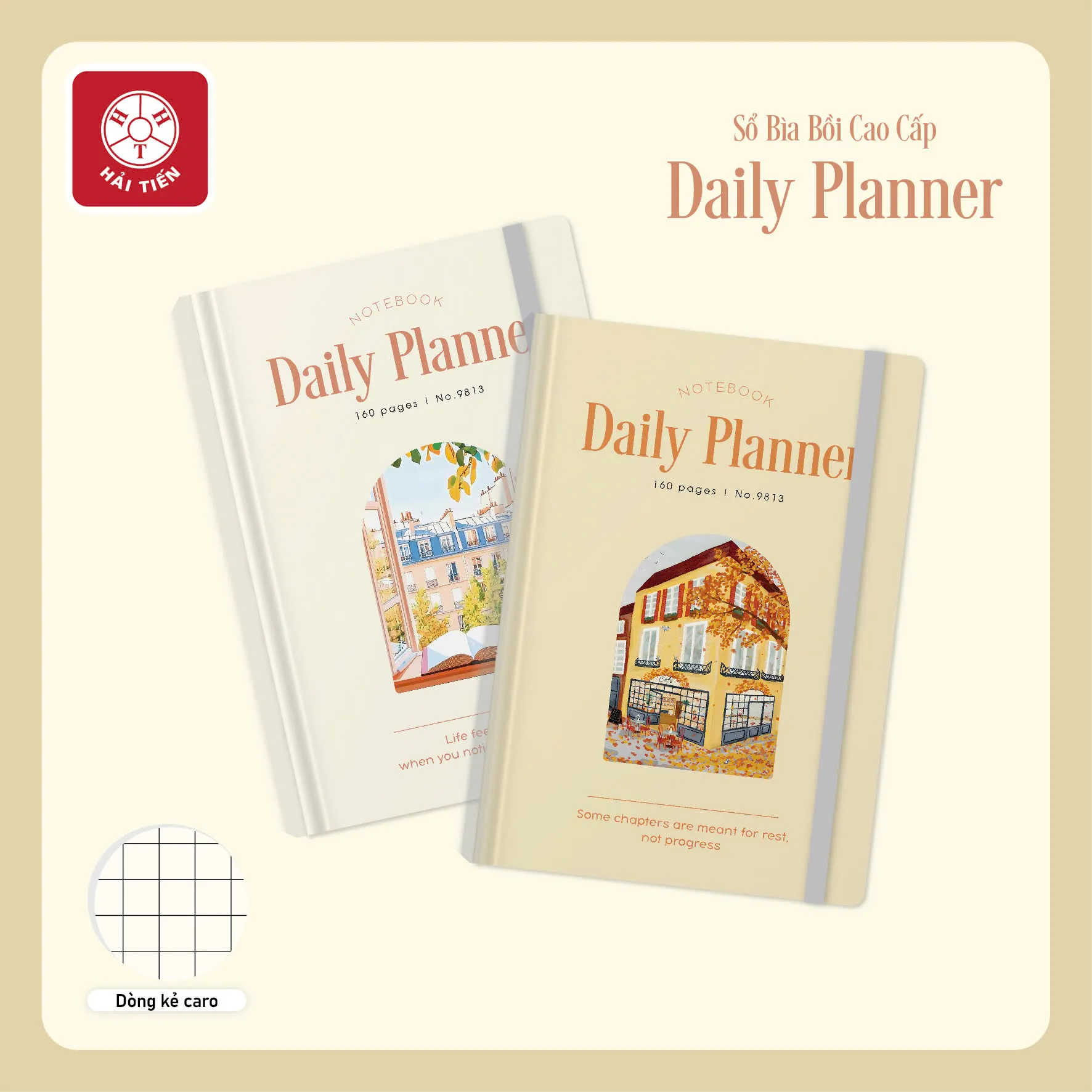 Sổ bìa cứng Hải Tiến Daily Planner 6 9813 A5 150x210 mm 160 trang 100gsm - Kẻ caro (52)