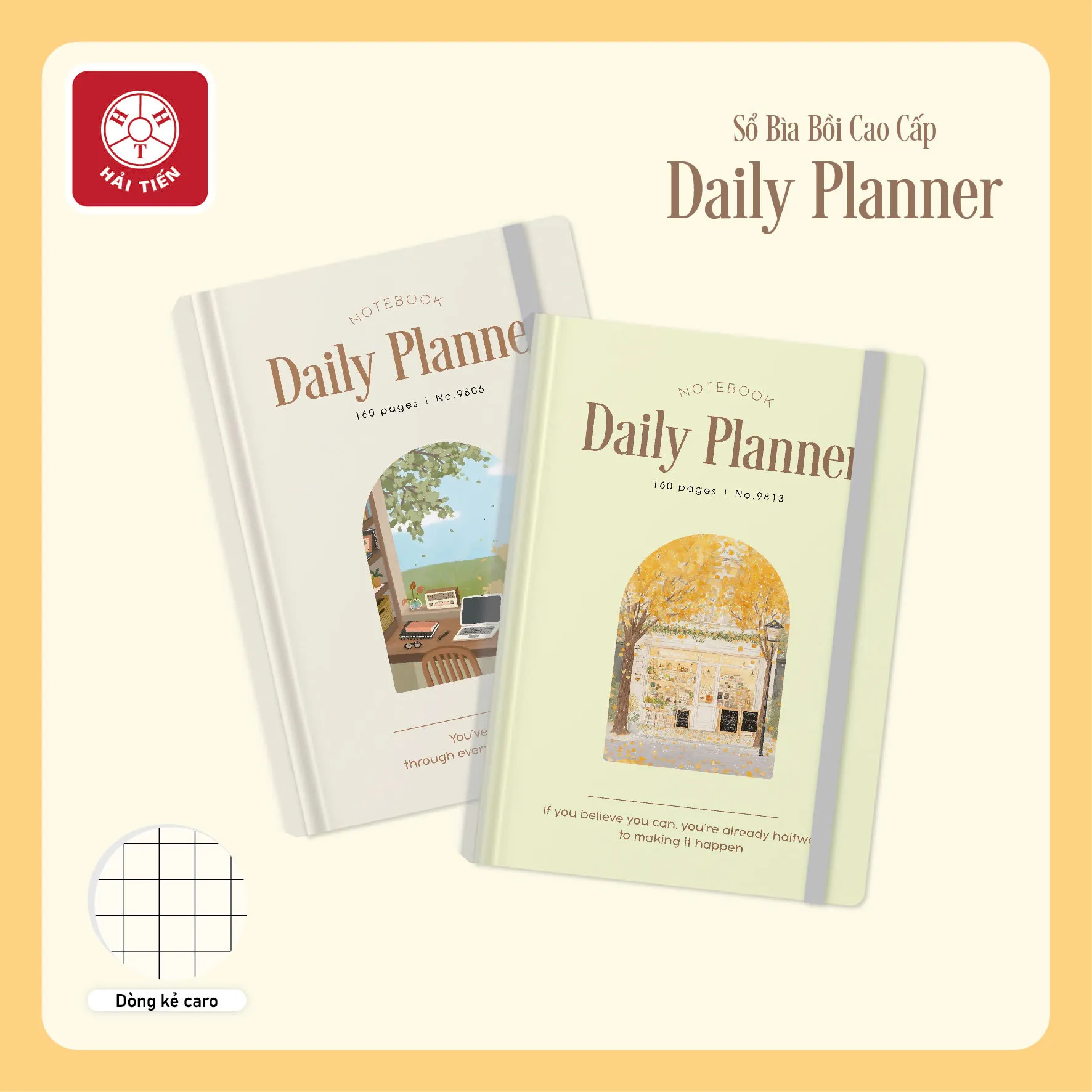 Sổ bìa cứng Hải Tiến Daily Planner 6 9813 A5 150x210 mm 160 trang 100gsm - Kẻ caro (52)