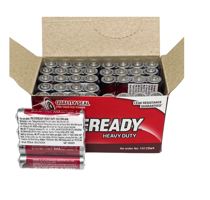 Pin Eveready Heavy Duty 1012 SW4 AAA 1.5V 3A (4 viên/ lốc, 40 viên/ hộp)