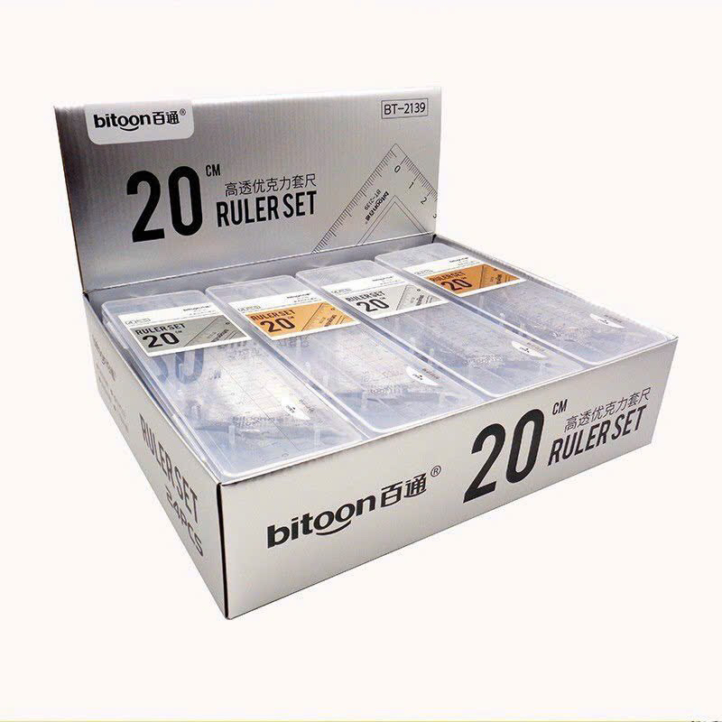 Bộ thước eke 4 món Bitoon 20cm BT-2139
