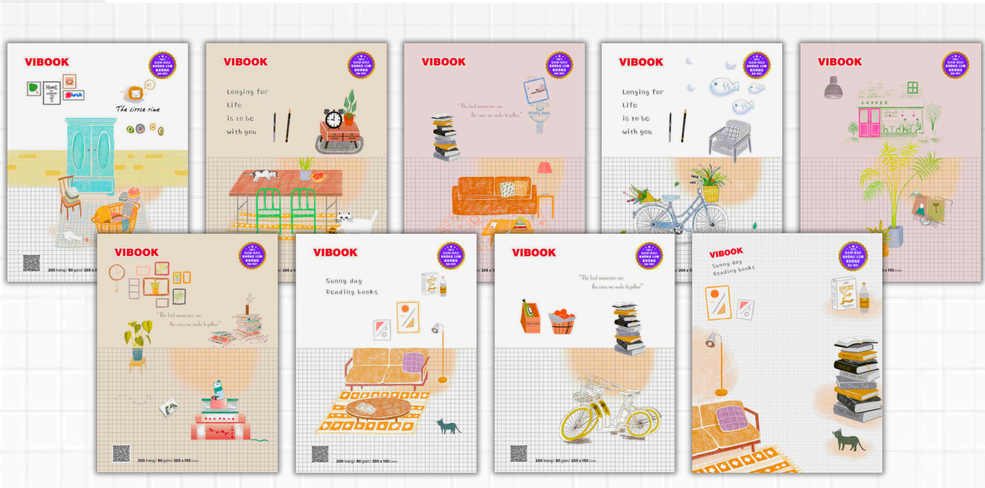 Tập HS Vĩnh Tiến Peaceful 200 trang 80gsm 4 ô ly (5/50)