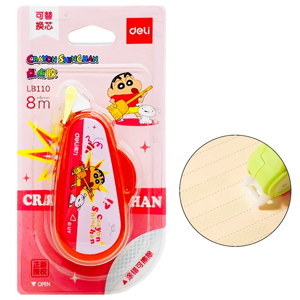 Băng keo 2 mặt dạng xóa kéo Deli LB110 Crayon ShinChan bản to 8m x 6mm (12)