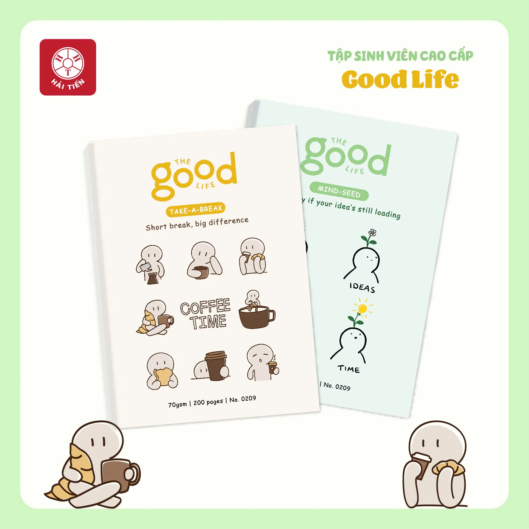 Tập SV Hải Tiến Good Life NO.0216 70gsm, 200tr, giấy vàng ngà, 4 ôly (3/60)