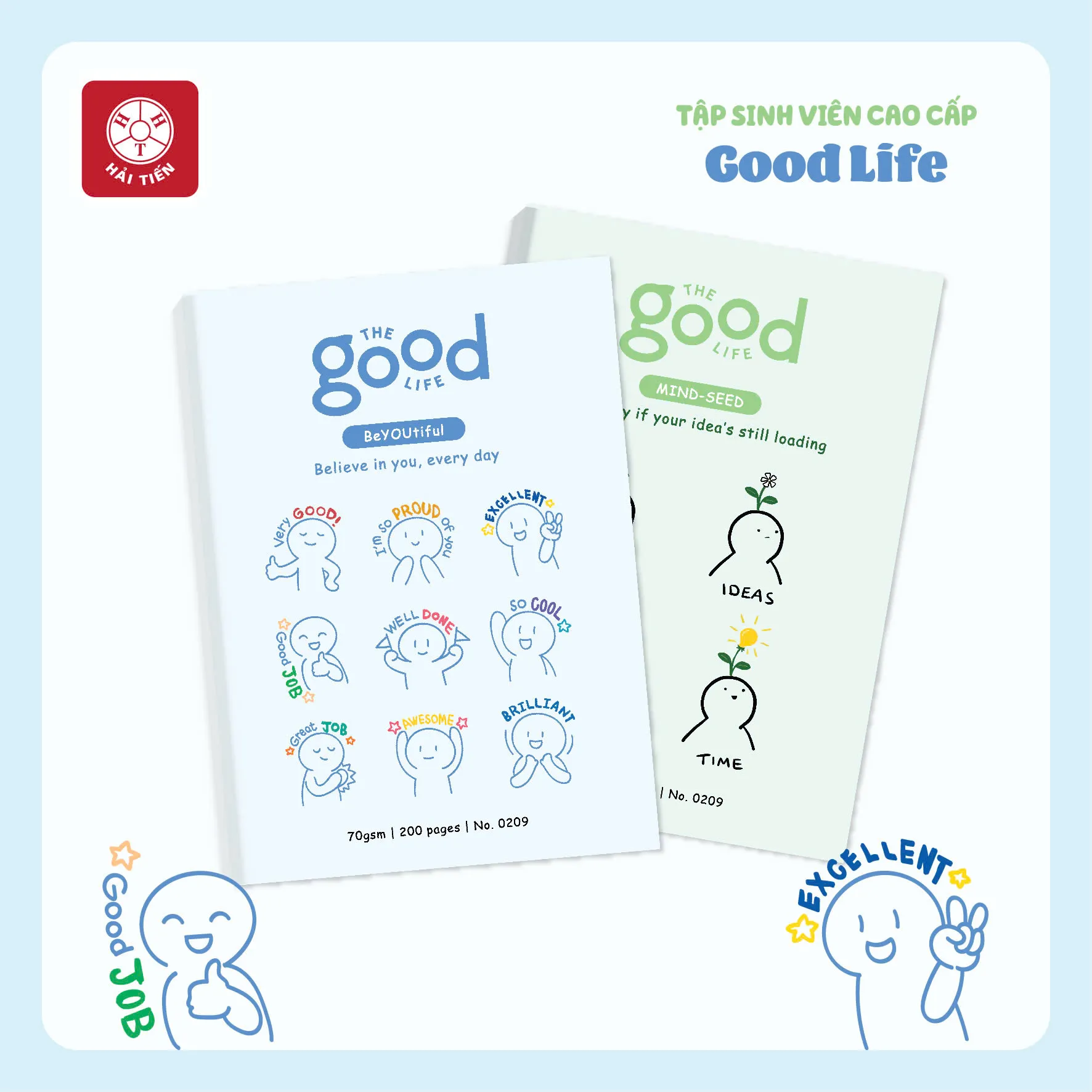 Tập SV Hải Tiến Good Life NO.0216 70gsm, 200tr, giấy vàng ngà, 4 ôly (3/60)