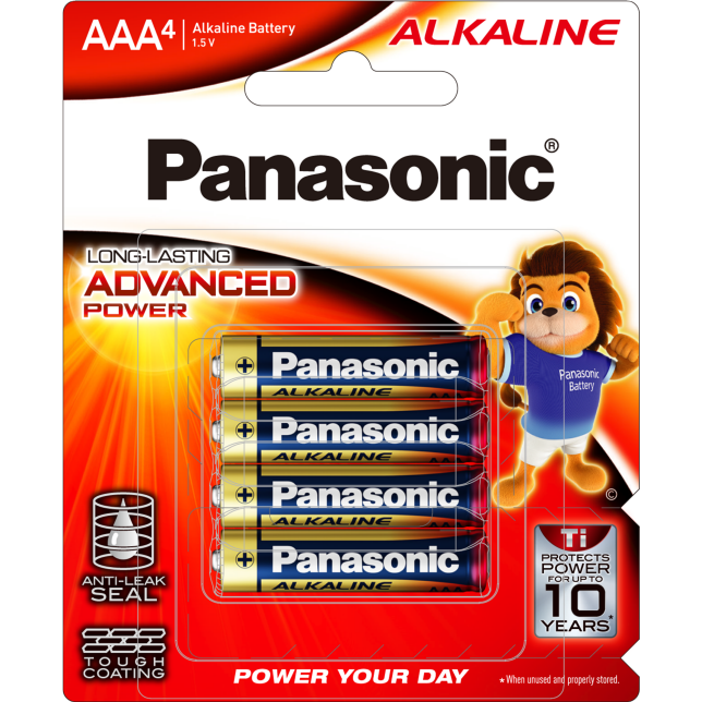 Pin Panasonic AAA ALKALINE LR03T/4B-V 4 viên/ vỉ (cỡ 3A), pin kiềm (12 vỉ/ hộp)
