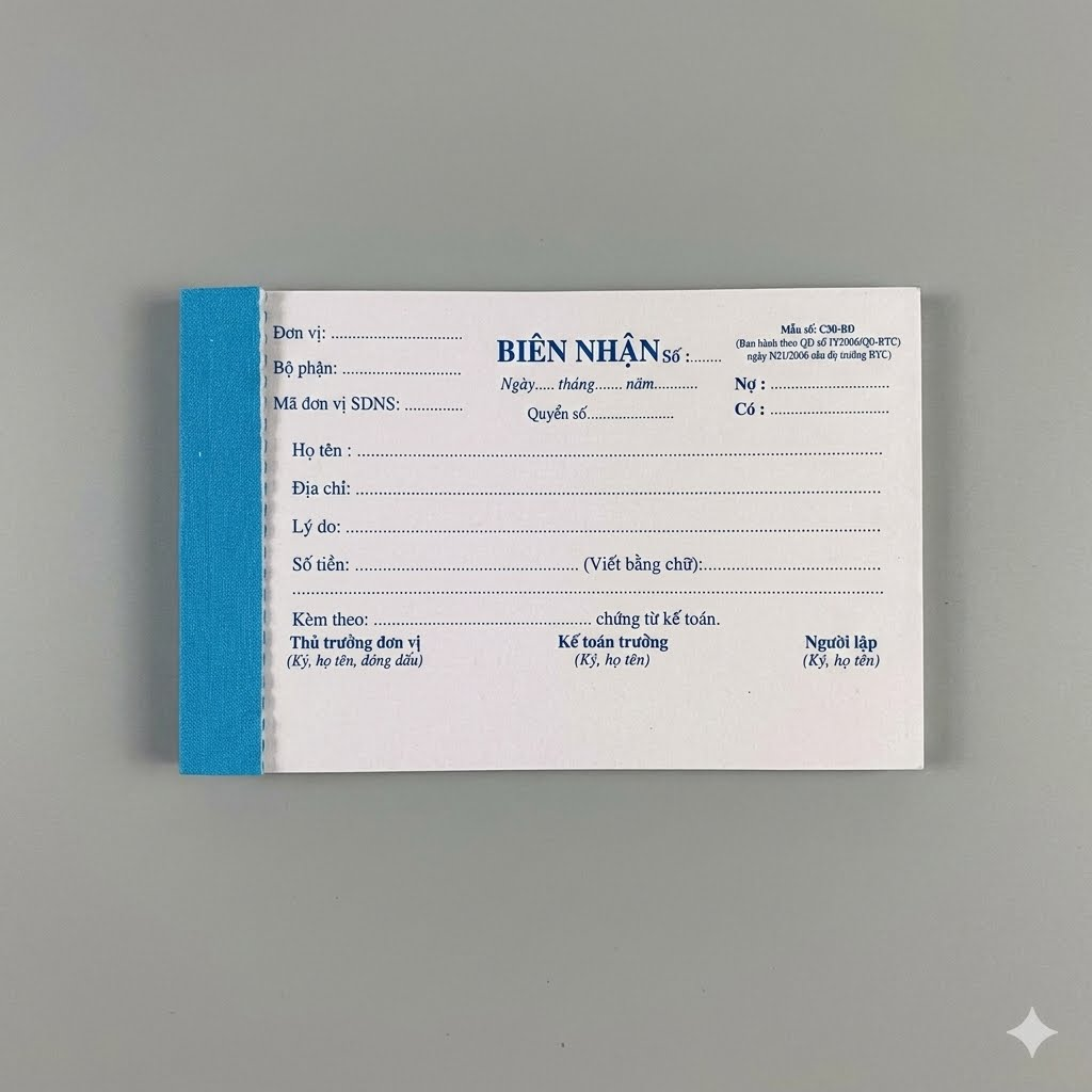Biên nhận 2 liên 10.5x14cm 50 bộ/ 100 tờ (20/100)