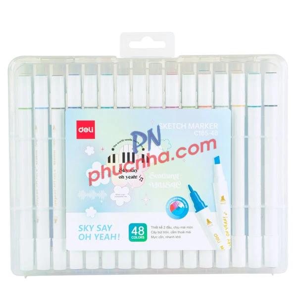 Bút lông màu Sketch marker 2 đầu Deli C185, bản ST