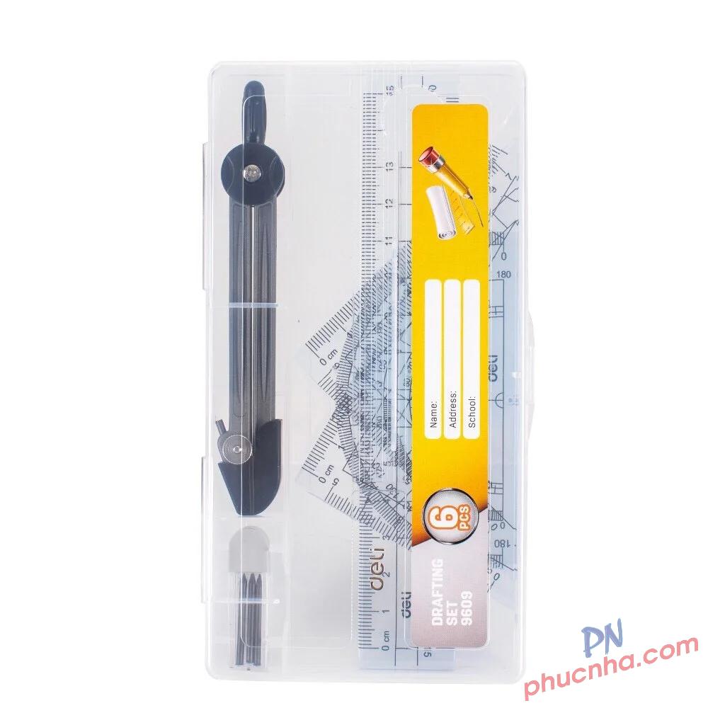 Bộ dụng cụ HS 6 món Hộp nhựa Deli 9609