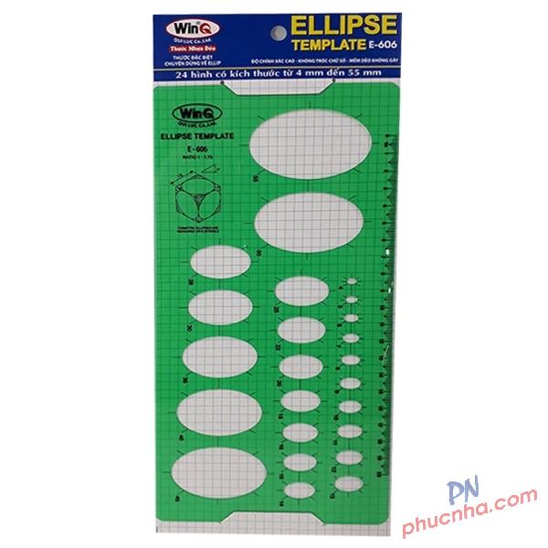 Thước vẽ hình Elip/ ellipse WinQ E-606 nhựa dẻo (10 cây/ hộp)