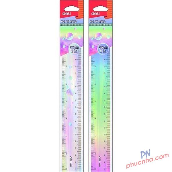 Thước kẻ màu cực quang 20cm Deli H653