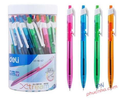Bút bi dầu Deli Q02836 0.7mm, mực xanh (50)