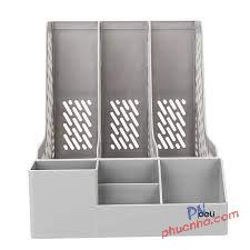 Kệ hồ sơ ráp 3 ngăn + cắm bút nhựa Deli Z00112 A4