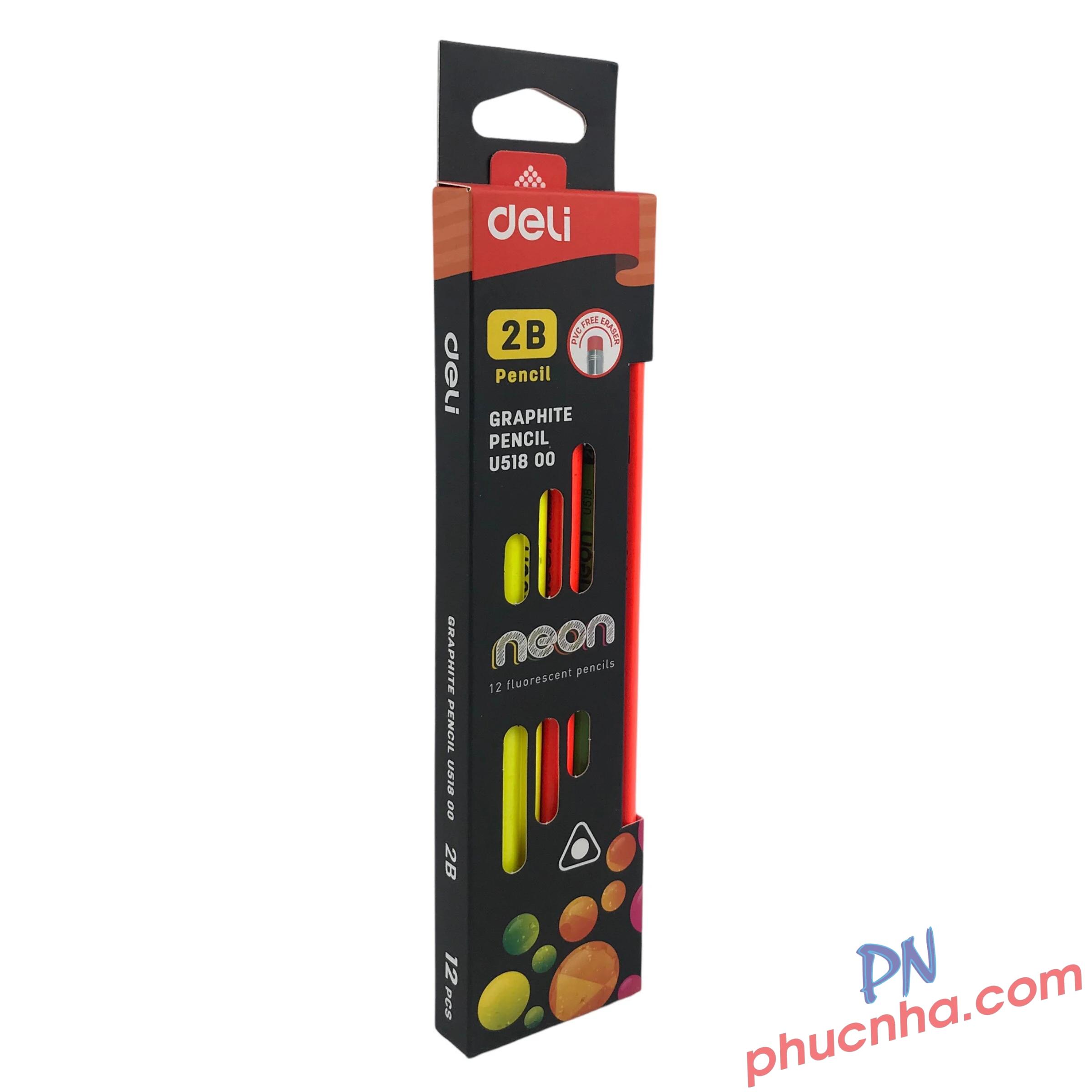 Bút chì gỗ Deli U51800 2B đầu gôm (12)