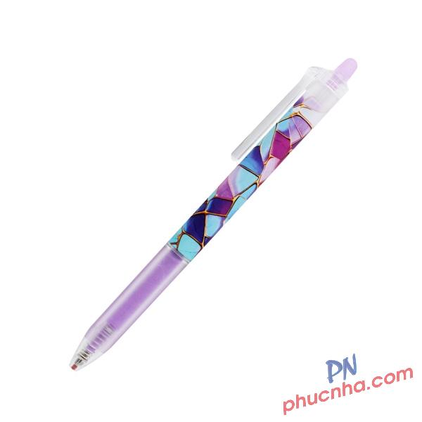 Bút gel xóa được bấm Thiên Long GELE-007/V1 tím than (10)