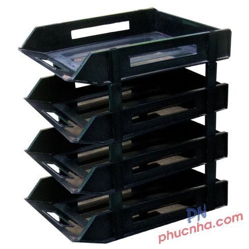Kệ hồ sơ 4 tầng nhựa Xukiva 190-4 (xám-xanh đen)