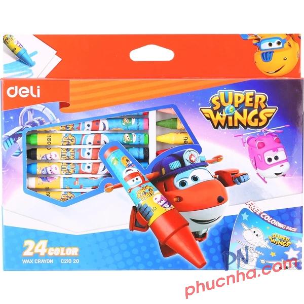 Sáp màu Deli C210 12 màu, 18 màu, 24 màu Super Wings