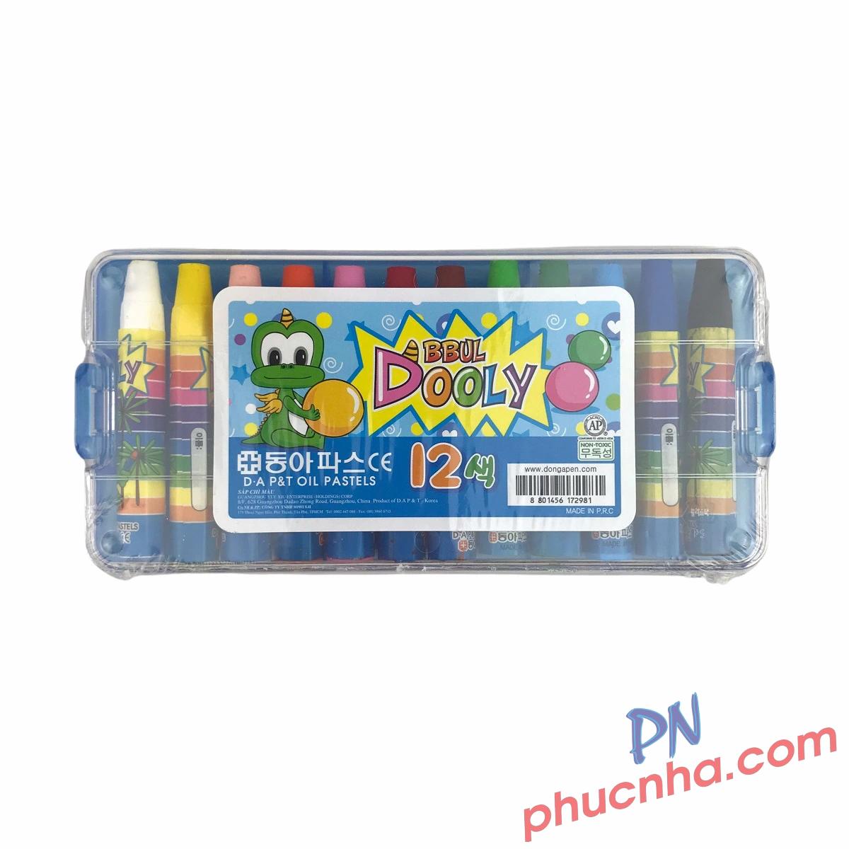 Sáp màu dầu D.A P&T Dooly hộp nhựa 12  màu, 18 màu, 24 màu, 36 màu, 48 màu