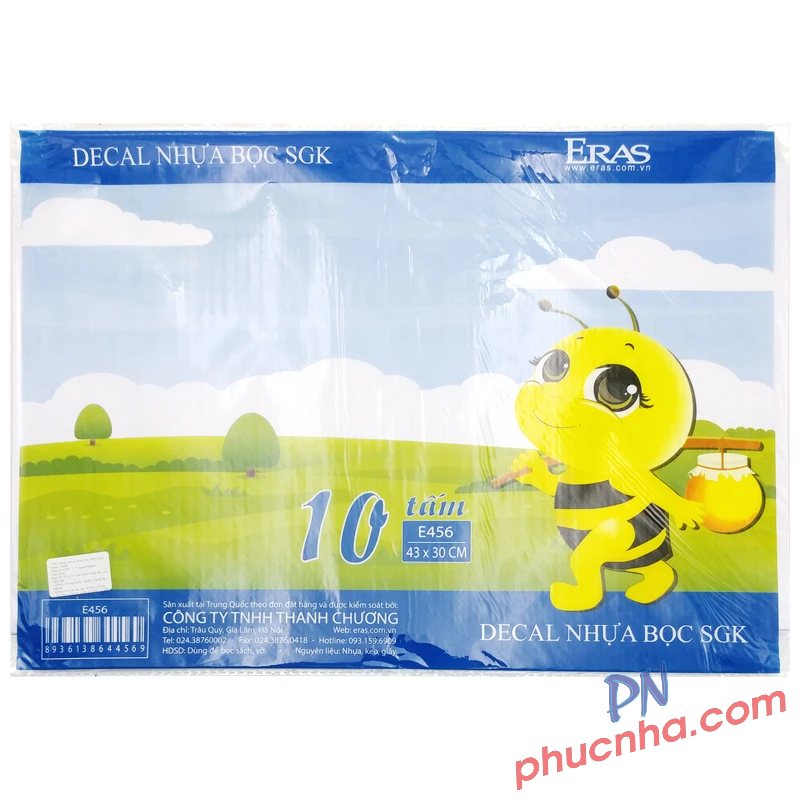 Decal nhựa bao dán sách SGK Eras E456 43X30cm - Sách giáo khoa 26.5cm