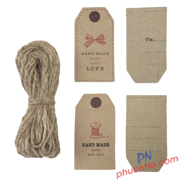 Tag treo nhật - M (50 cái + dây đay) Linh Lan TAG - NM 6 x 3,5 cm
